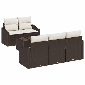 ARDEBO.de - 6-teiliges Garten Sofa Set mit Kissen Braun Poly Rattan