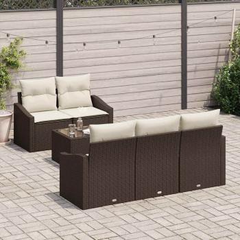6-teiliges Garten Sofa Set mit Kissen Braun Poly Rattan