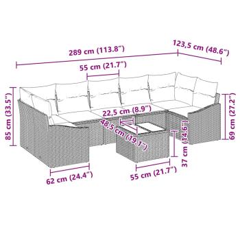 8-teiliges Garten Sofa Set mit Kissen Schwarz Poly Rattan