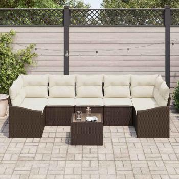 8-teilige Garten-Sofa-Garnitur mit Kissen aus braunem Poly Rattan