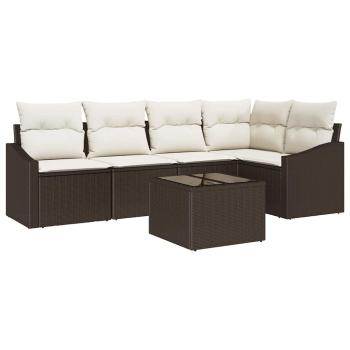 5-teiliges Garten-Sofa-Set mit Kissen in Grau aus Poly-Rattan