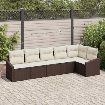 ARDEBO.de - 6-teiliges Garten Sofa Set mit Kissen aus braunem Poly Rattan