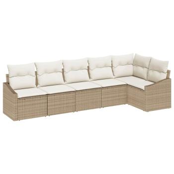 6-teiliges Garten Sofa Set mit Kissen Beige Poly Rattan
