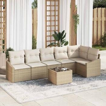 ARDEBO.de - 7-teiliges Garten-Sofa-Set mit Kissen Braun Poly Rattan