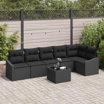 ARDEBO.de - 7-teiliges Garten-Sofa-Set mit Kissen Beige Poly-Rattan