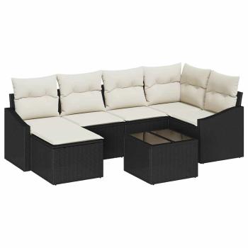 6-teiliges Garten-Sofa-Set mit Kissen braun Poly-Rattan