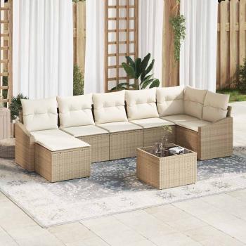 ARDEBO.de - 8-teiliges Garten-Sofa-Set mit Kissen Braun Poly-Rattan