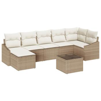 8-teiliges Garten-Sofa-Set mit Kissen Braun Poly-Rattan