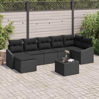 ARDEBO.de - 8-teiliges Garten-Sofa-Set mit Kissen Beige Poly Rattan