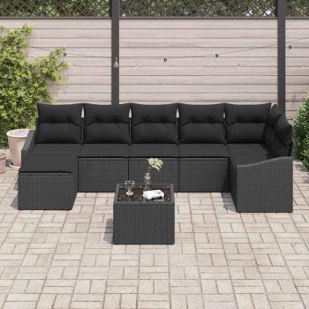 8-teiliges Garten-Sofa-Set mit Kissen Beige Poly Rattan