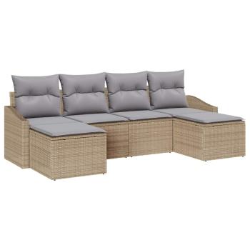6-teiliges Garten Sofa Set mit Kissen Beige Poly Rattan