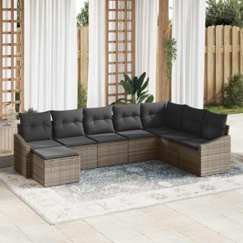 ARDEBO.de - 8-teiliges Garten Sofa Set mit Kissen Grau Poly Rattan