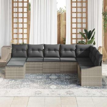 Sofa Set 8 Stk. Hellgrau [Synthetisch]: Poly Rattan