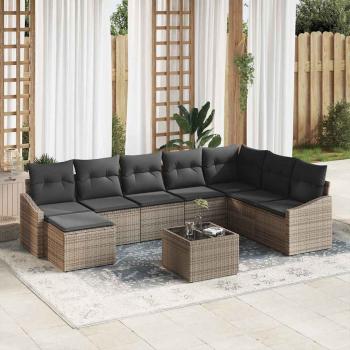 ARDEBO.de - 8-teiliges Garten Sofaset mit Kissen Schwarz Poly Rattan
