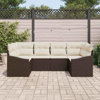 6-teiliges Garten Sofa Set mit Kissen Braun Poly Rattan