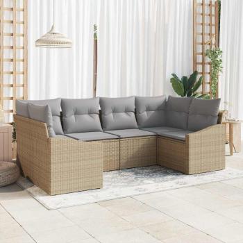 ARDEBO.de - 6-teiliges Garten Sofa Set mit Kissen Beige Poly Rattan