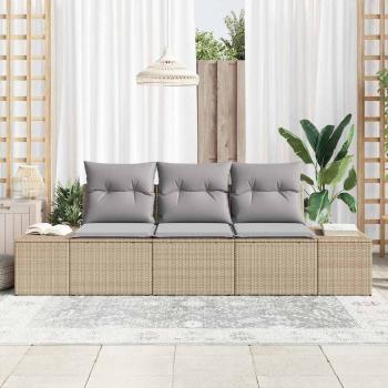 Sofa Set 3 stk. Beige [Synthetisch]: Poly Rattan