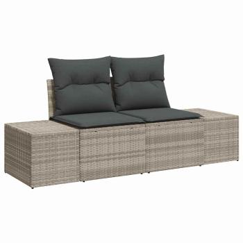 6-teiliges Garten-Sofa-Set mit Kissen Hellgrau Poly-Rattan