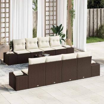 ARDEBO.de - 9-teiliges Garten-Sofa-Set mit Kissen Braun Poly Rattan