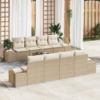 ARDEBO.de - 9-teiliges Garten-Sofa-Set mit Kissen Beige Poly Rattan
