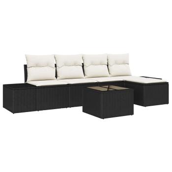 5-teiliges Garten-Sofa-Set mit Kissen Braun Poly-Rattan
