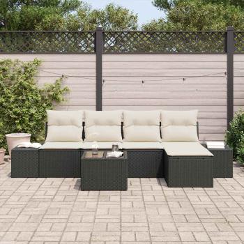 5-teiliges Garten-Sofa-Set mit Kissen Braun Poly-Rattan