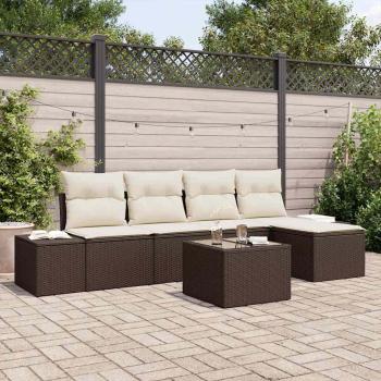 ARDEBO.de - 5-teiliges Garten Sofa Set mit Kissen Grau Poly Rattan