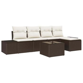 5-teiliges Garten Sofa Set mit Kissen Grau Poly Rattan