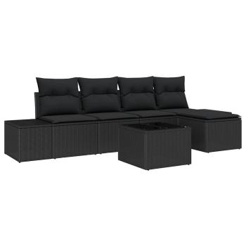 6-teiliges Garten-Sofa-Set mit Kissen in Beige aus Poly Rattan