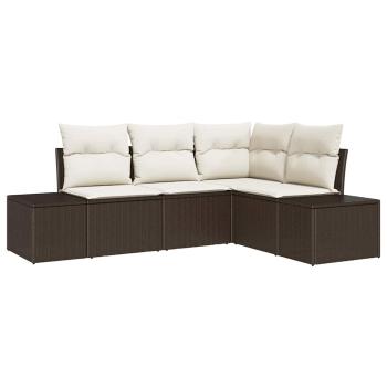ARDEBO.de - 4-teiliges Garten Sofa Set mit Kissen Braun Poly Rattan