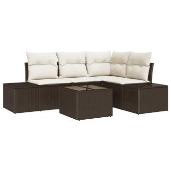 4-teiliges Garten Sofa Set mit Kissen in Grau aus Poly Rattan