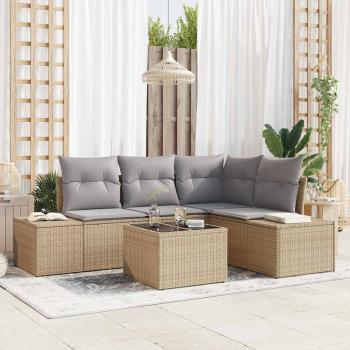 ARDEBO.de - 5-teiliges Garten Sofa Set mit Kissen Schwarz Poly Rattan