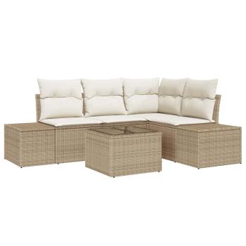 5-teiliges Garten Sofa Set mit Kissen Braunes Poly Rattan