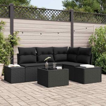 ARDEBO.de - 5-teilige Garten Sofa Set mit Kissen Beige Poly Rattan