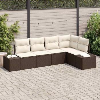 ARDEBO.de - 5-teiliges Garten Sofa Set mit Kissen Braun Poly-Rattan