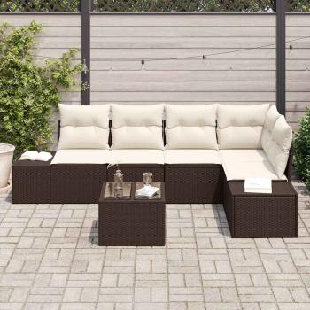 5-teiliges Garten Sofa Set mit Kissen Grau Poly Rattan