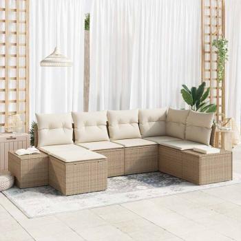 ARDEBO.de - 6-teiliges Garten Sofaset mit Kissen - Beiger Poly Rattan