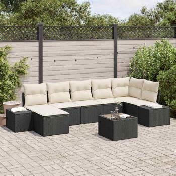 ARDEBO.de - 7-teiliges Garten-Sofa-Set mit Kissen in braunem Poly-Rattan