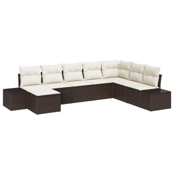 8-teiliges Garten-Sofa-Set mit Kissen Braun Poly Rattan