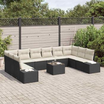10-teiliges Garten-Sofa-Set mit Kissen braunes Poly-Rattan