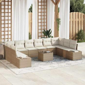 ARDEBO.de - 11-teiliges Garten-Sofa-Set mit Kissen Braun Poly Rattan