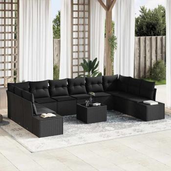 ARDEBO.de - Gartensofa-set 11 stk. Schwarz Poly-Rattan