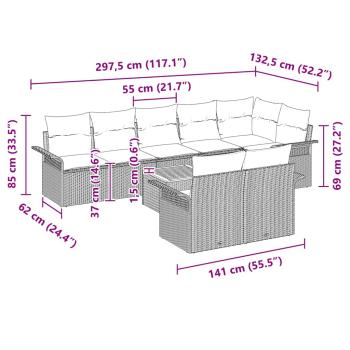 9-teiliges Garten-Sofa-Set mit Kissen Schwarz Poly-Rattan Akazie