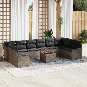 ARDEBO.de - Gartensofa-set 11 stk. Grau Poly-Rattan