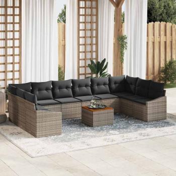 ARDEBO.de - Gartensofa-set 11 stk. Grau Poly-Rattan