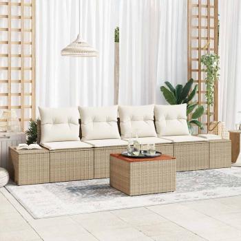 ARDEBO.de - 5-teiliges Garten Sofa Set mit Kissen Beige Poly Rattan Akazie