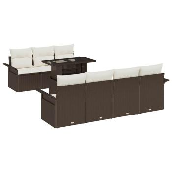 Gartensofa-set mit Kissen 8 pcs Braun Poly-Rattan