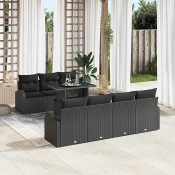 ARDEBO.de - 8 teiliges Garten Sofa Set mit Kissen Schwarz Poly Rattan