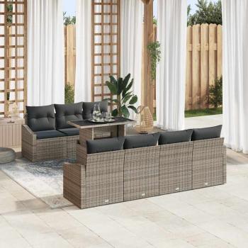 ARDEBO.de - 8-teiliges Garten Sofa Set mit Kissen in Grau aus Poly Rattan