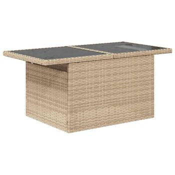 11-teiliges Garten-Sofa-Set mit Kissen Beige Poly Rattan